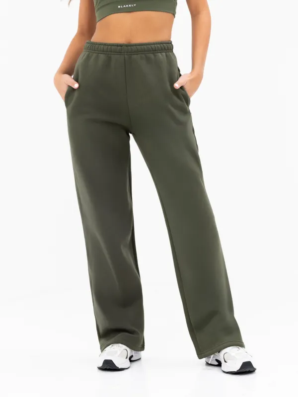 Isabel Wide Leg Sweatpants - Khaki Green sold by Blakely