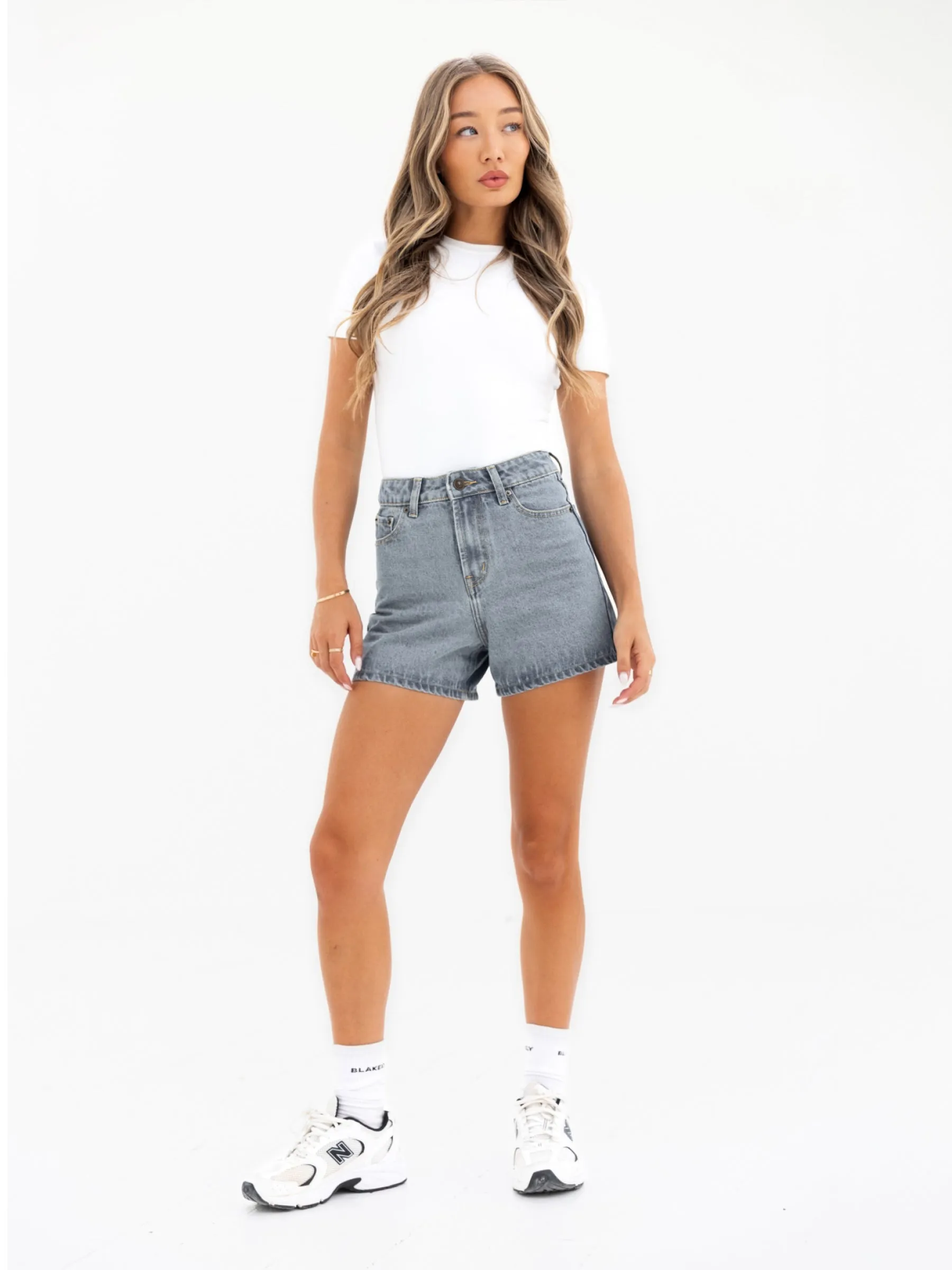 Blakely High Rise Denim Shorts - Faded Blue sold by Blakely product image thumbnail 3