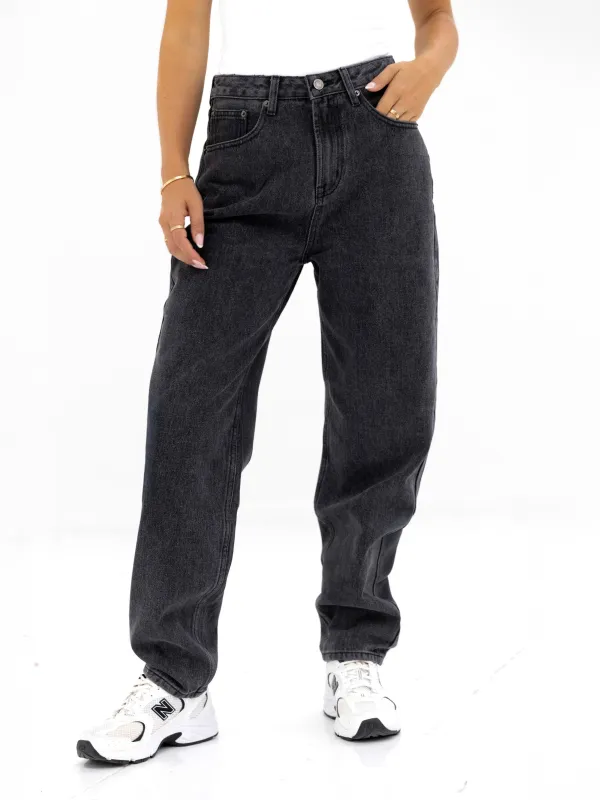Blakely Mom Jeans - Washed Black sold by Blakely