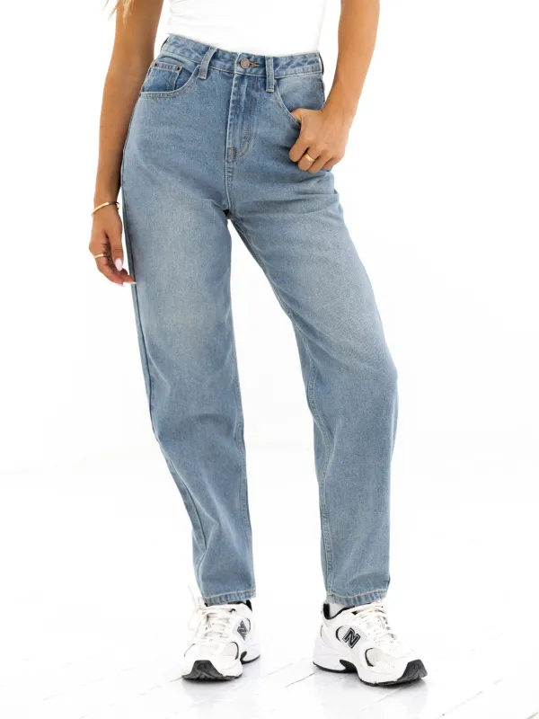 Blakely Mom Jeans - Faded Blue sold by Blakely