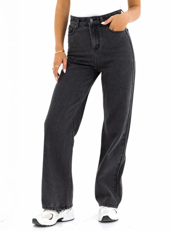 Blakely Wide Leg Jeans - Washed Black sold by Blakely