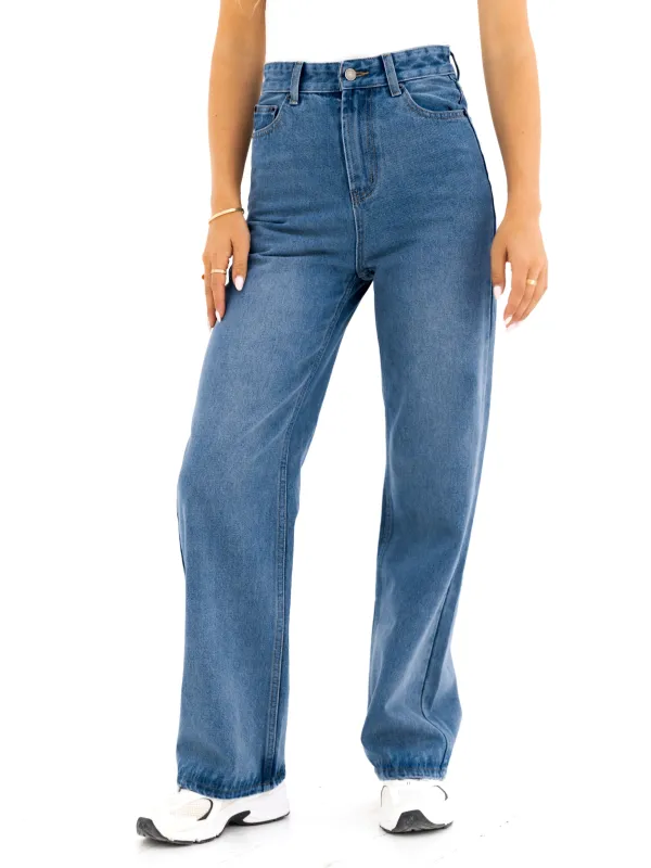 Blakely Wide Leg Jeans - Mid Blue sold by Blakely