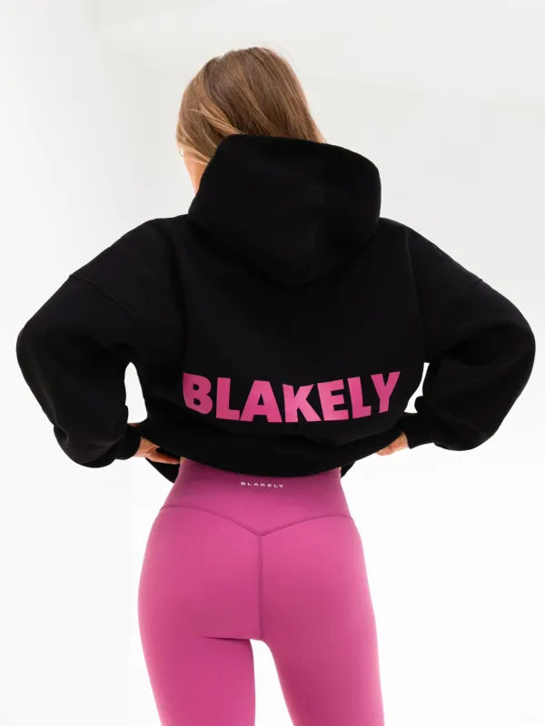 Amelie Oversized Hoodie - Black & Pink sold by Blakely