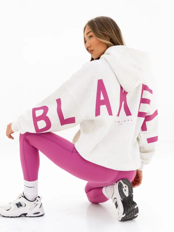 Isabel Oversized Hoodie - Marl White & Pink sold by Blakely
