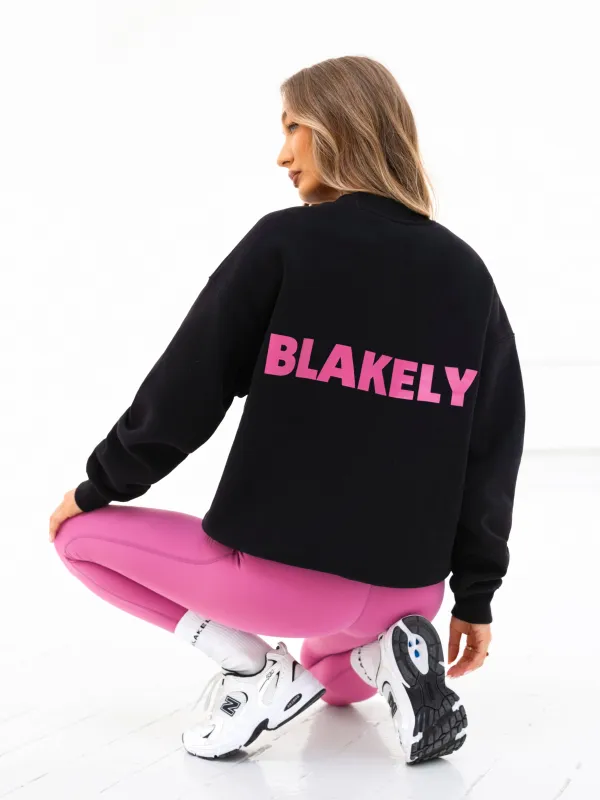 Amelie Oversized Jumper - Black & Pink sold by Blakely
