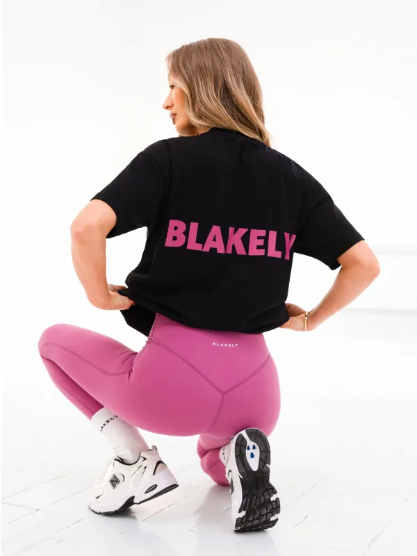 Amelie Ultra Oversized T-Shirt - Black & Pink sold by Blakely