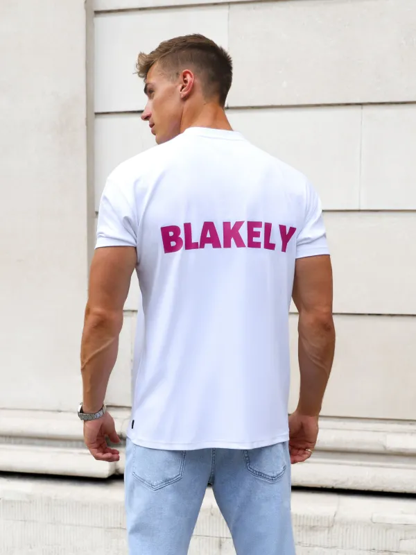 Arlo Relaxed T-Shirt - White & Pink sold by Blakely