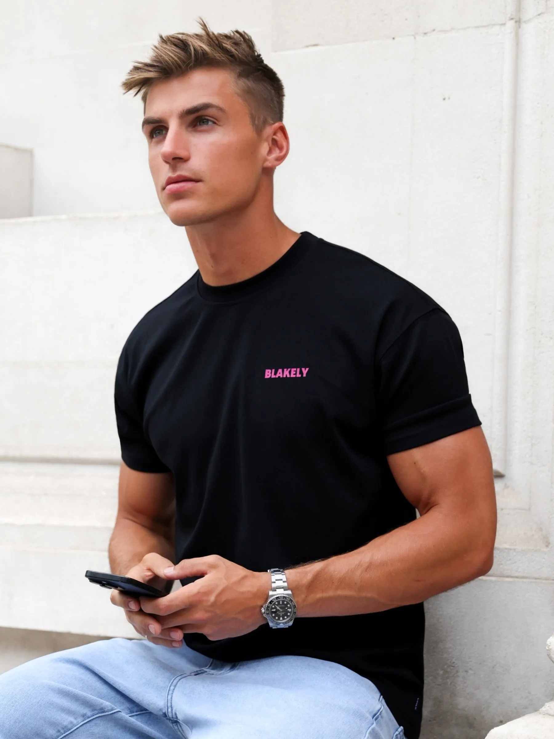 Arlo Relaxed T-Shirt - Black & Pink sold by Blakely product image thumbnail 2