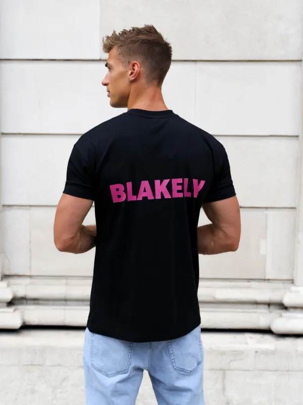 Arlo Relaxed T-Shirt - Black & Pink sold by Blakely