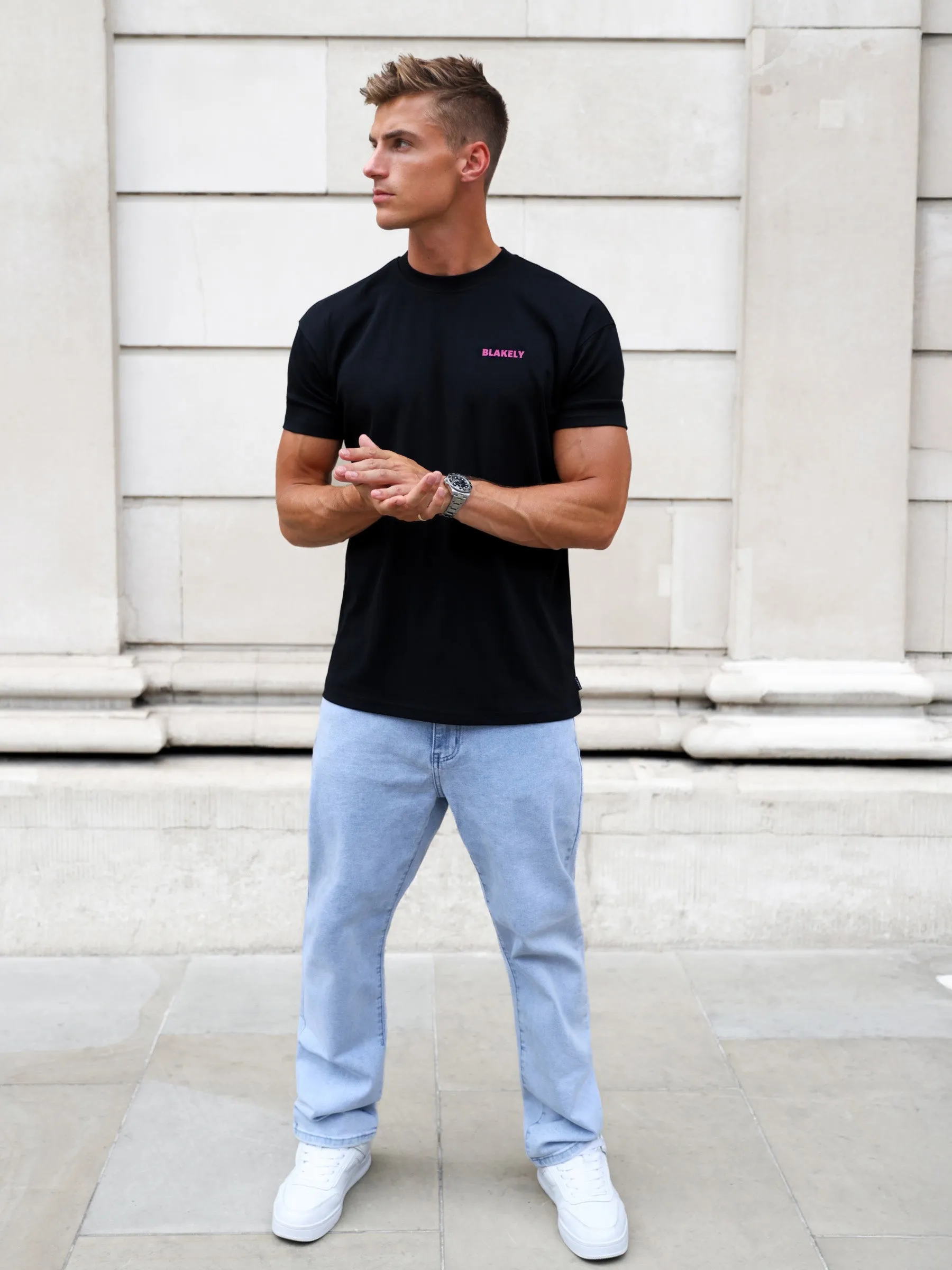 Arlo Relaxed T-Shirt - Black & Pink sold by Blakely product image thumbnail 4