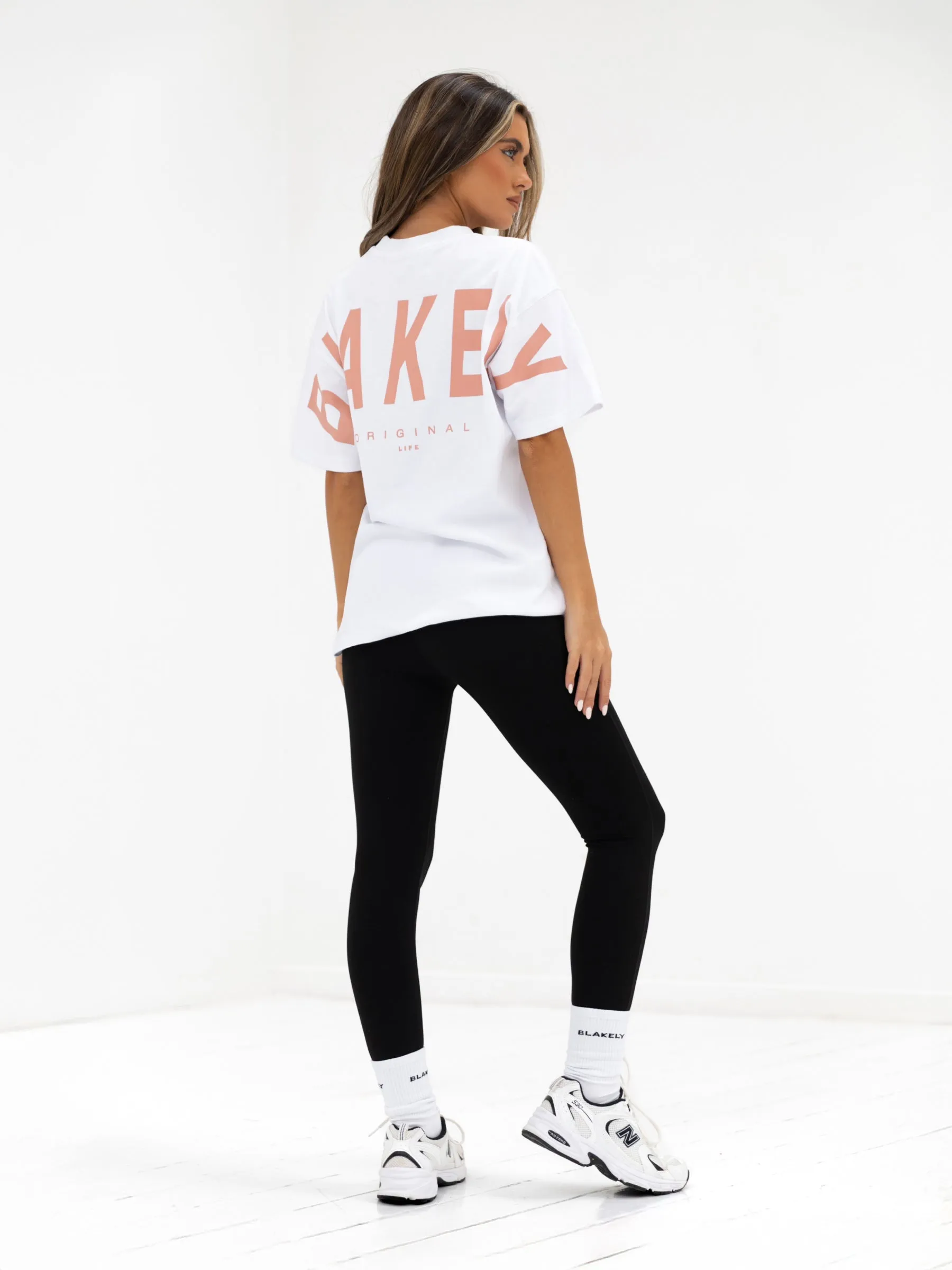 Isabel Oversized T-Shirt - White & Peach Pink sold by Blakely product image thumbnail 5