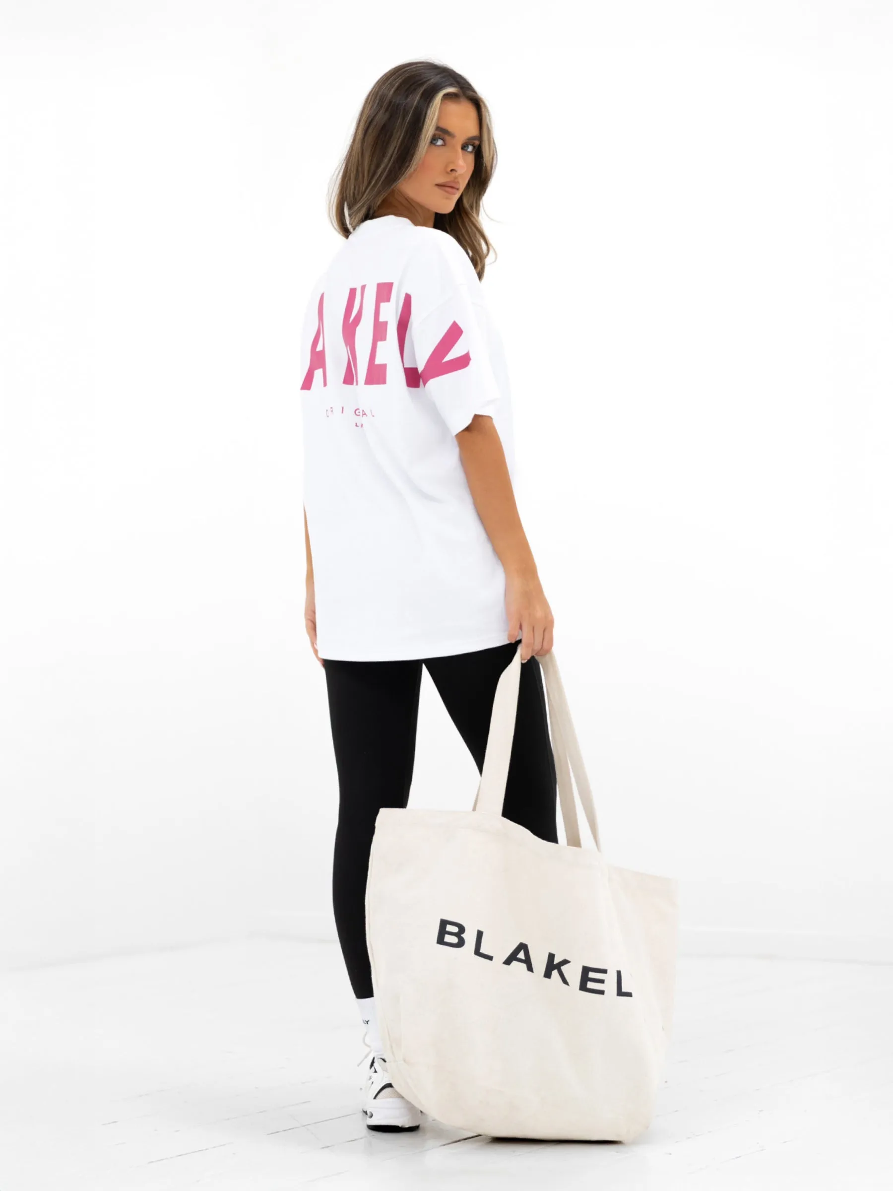 Isabel Oversized T-Shirt - White & Hot Pink sold by Blakely product image thumbnail 5