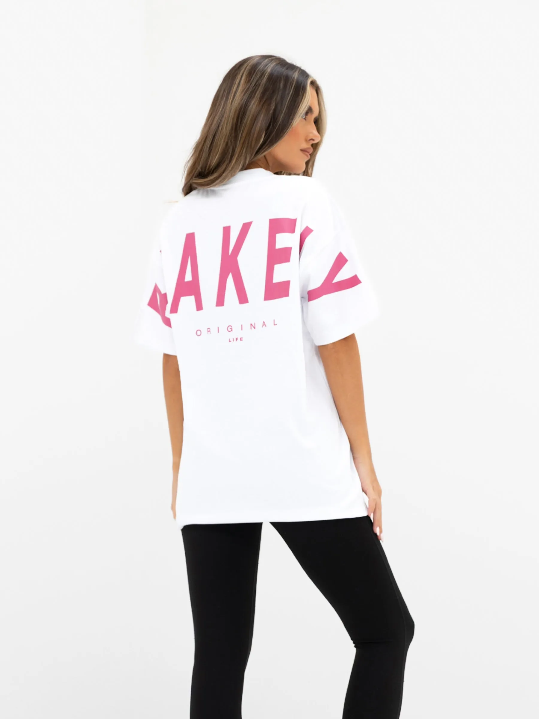 Isabel Oversized T-Shirt - White & Hot Pink sold by Blakely