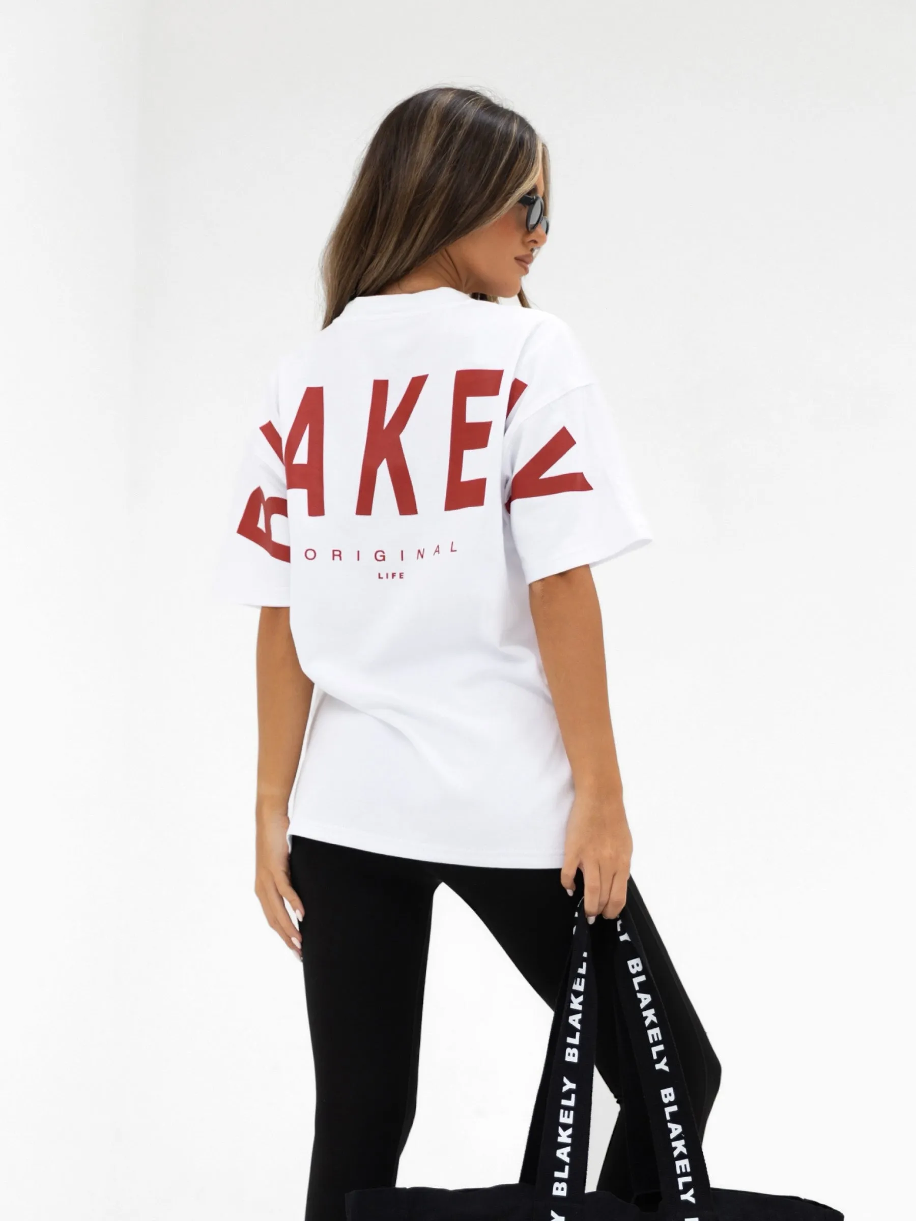 Isabel Oversized T-Shirt - White & Cherry Red sold by Blakely