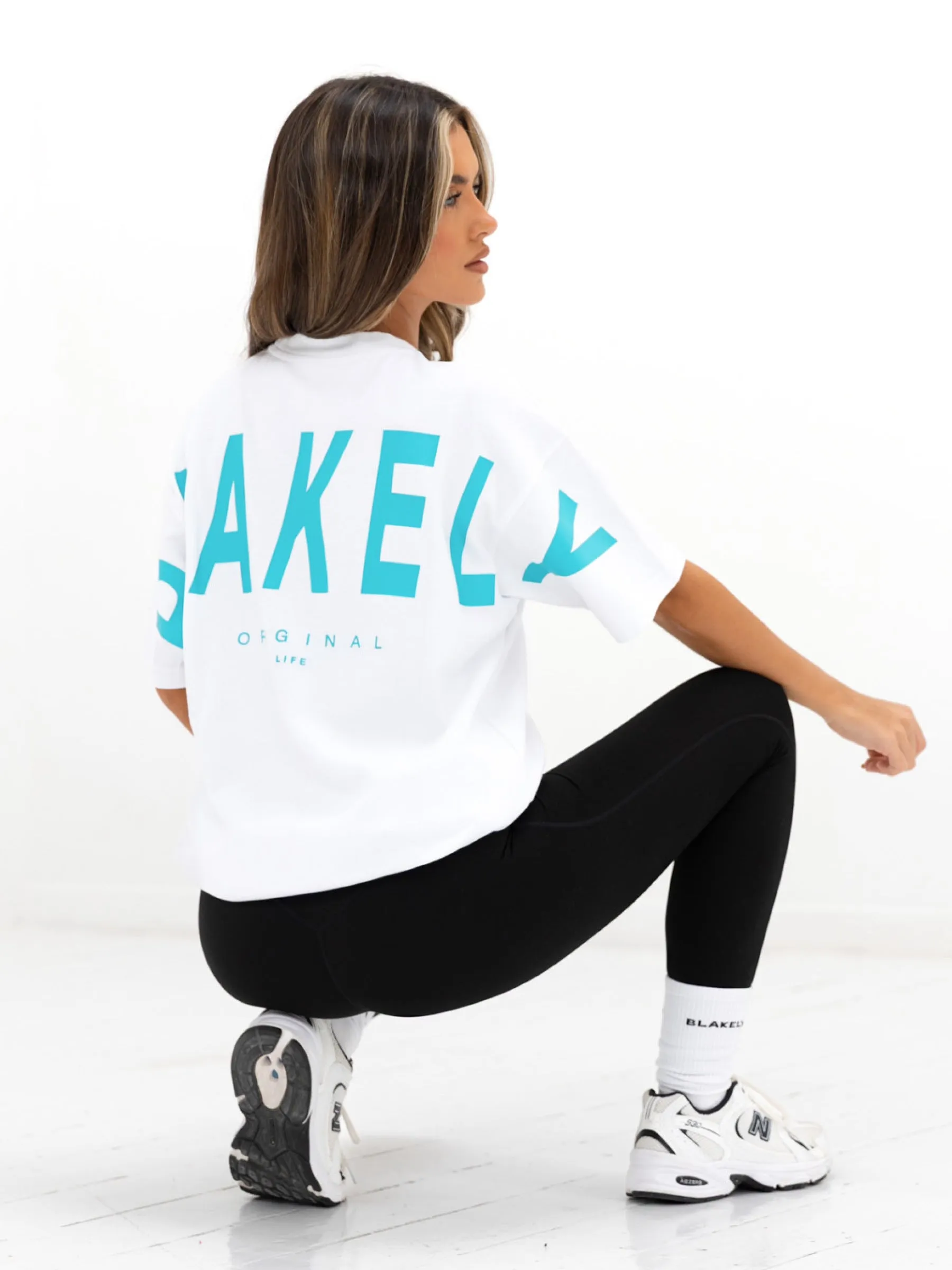 Isabel Oversized T-Shirt - White & Aqua sold by Blakely product image thumbnail 3