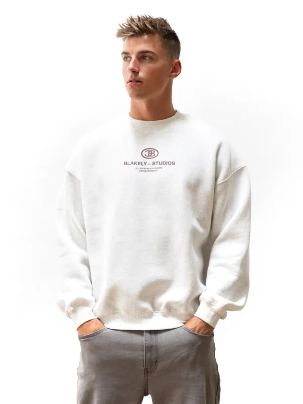 Mercer Relaxed Jumper - Marl White sold by Blakely