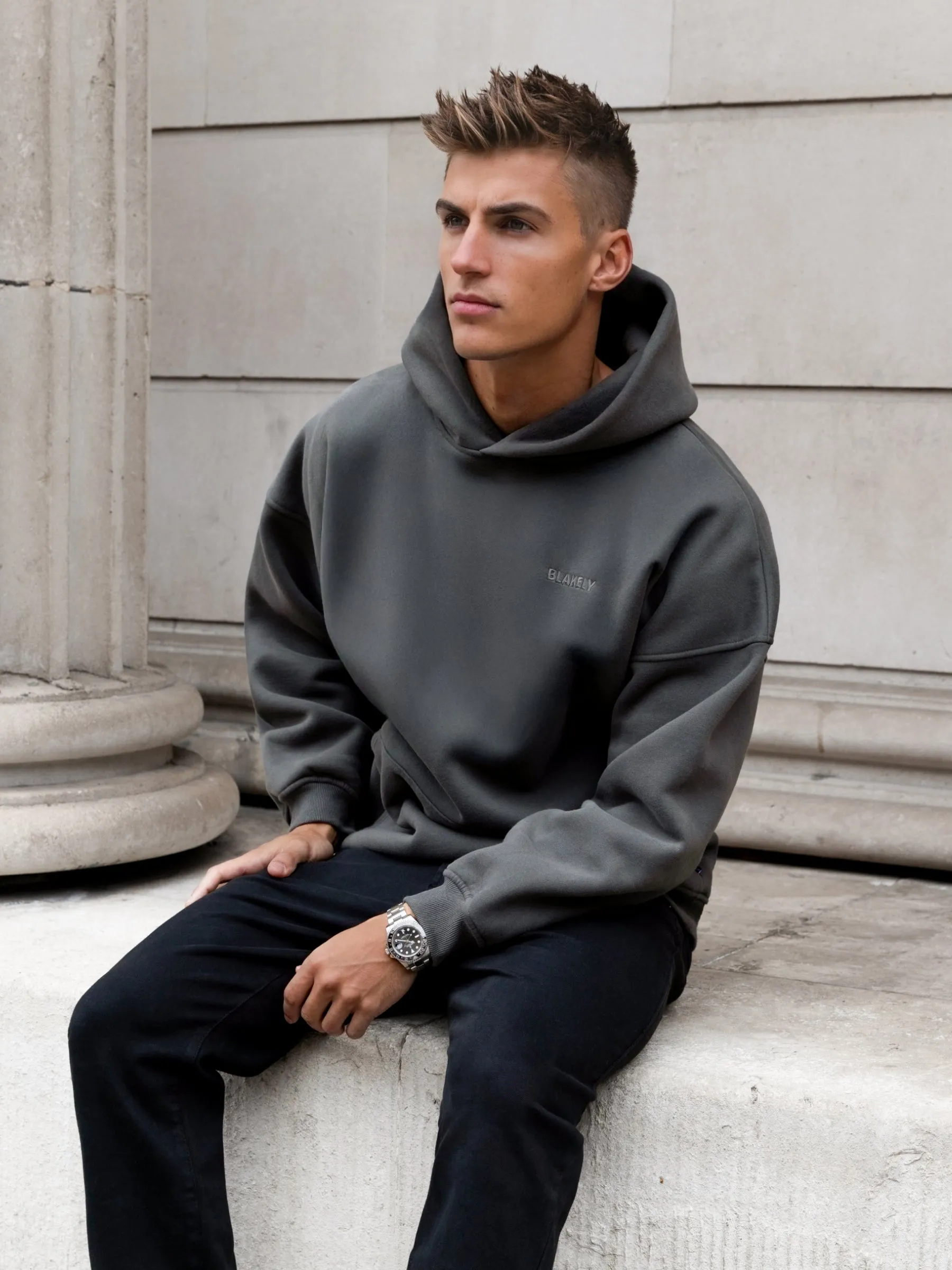 Rhys Relaxed Hoodie - Khaki Grey sold by Blakely product image thumbnail 5