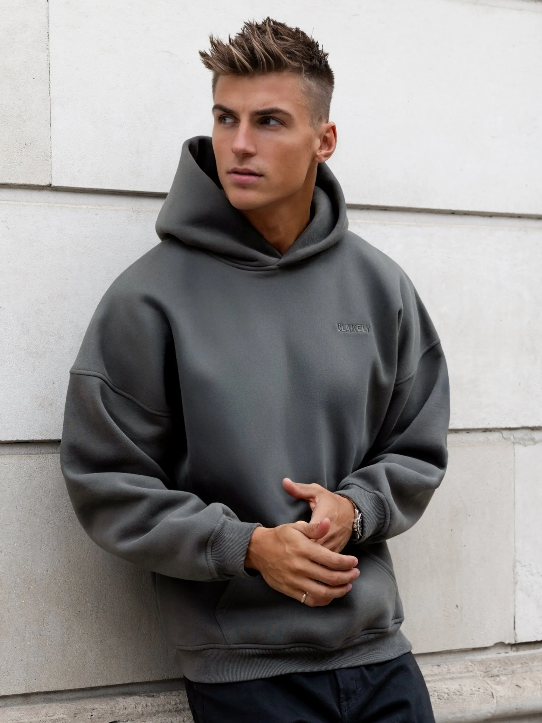 Rhys Relaxed Hoodie - Khaki Grey sold by Blakely product image thumbnail 2