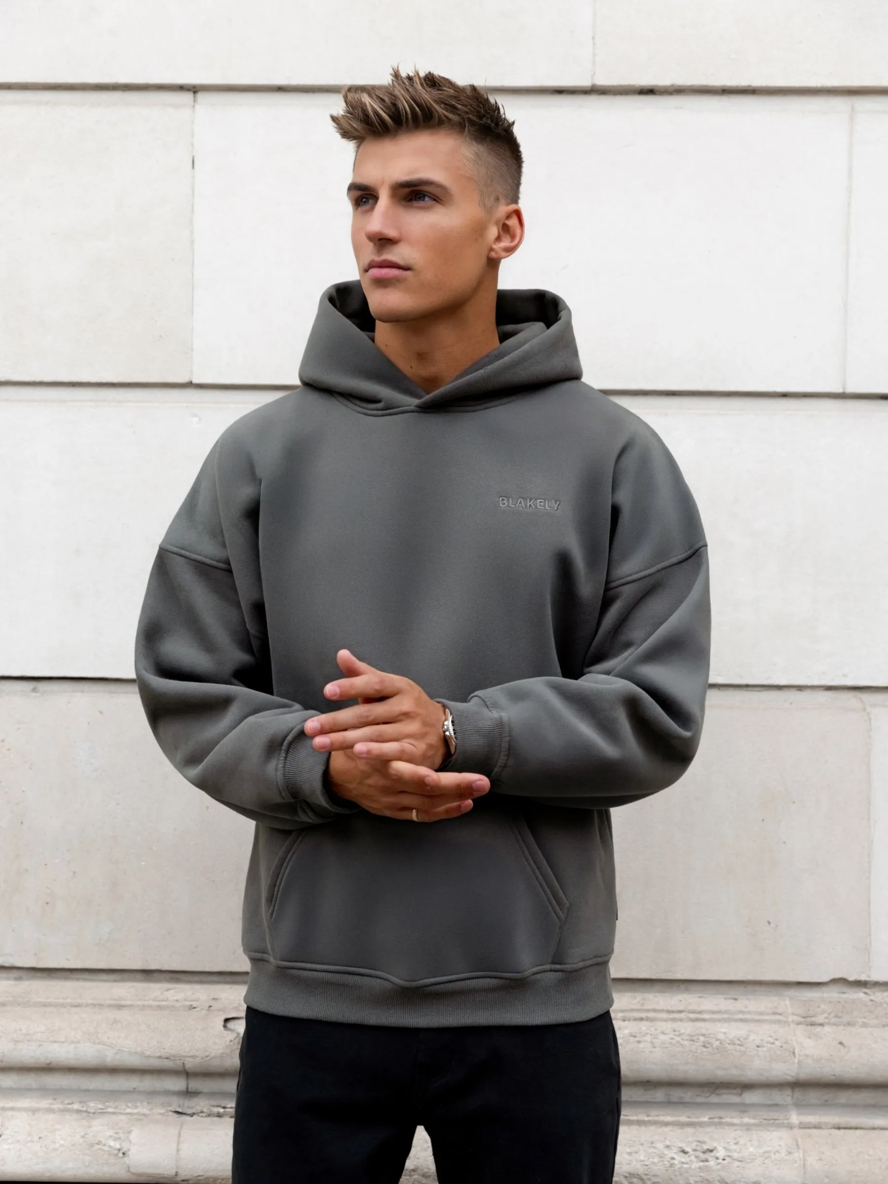 Rhys Relaxed Hoodie - Khaki Grey sold by Blakely