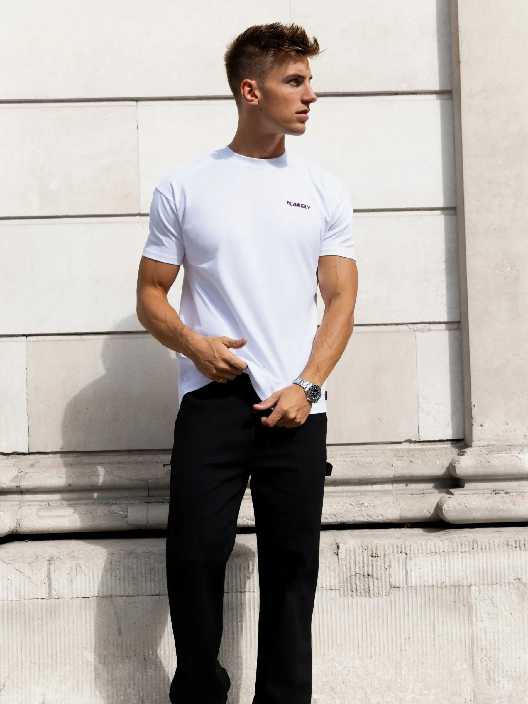 Rhys Relaxed T-Shirt - White & Burgundy sold by Blakely product image thumbnail 3