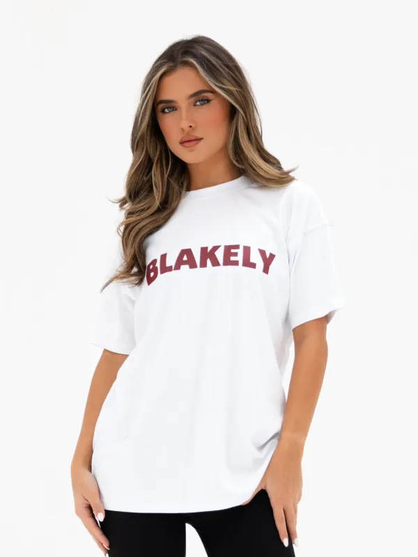 Sophia Oversized T-Shirt - White & Classic Red sold by Blakely