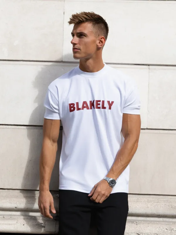 Raife Relaxed T-Shirt - White & Red sold by Blakely
