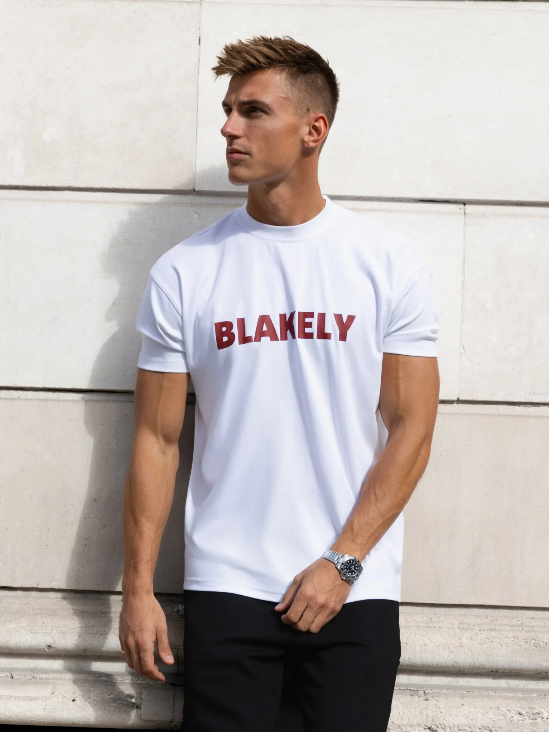 Raife Relaxed T-Shirt - White & Red sold by Blakely