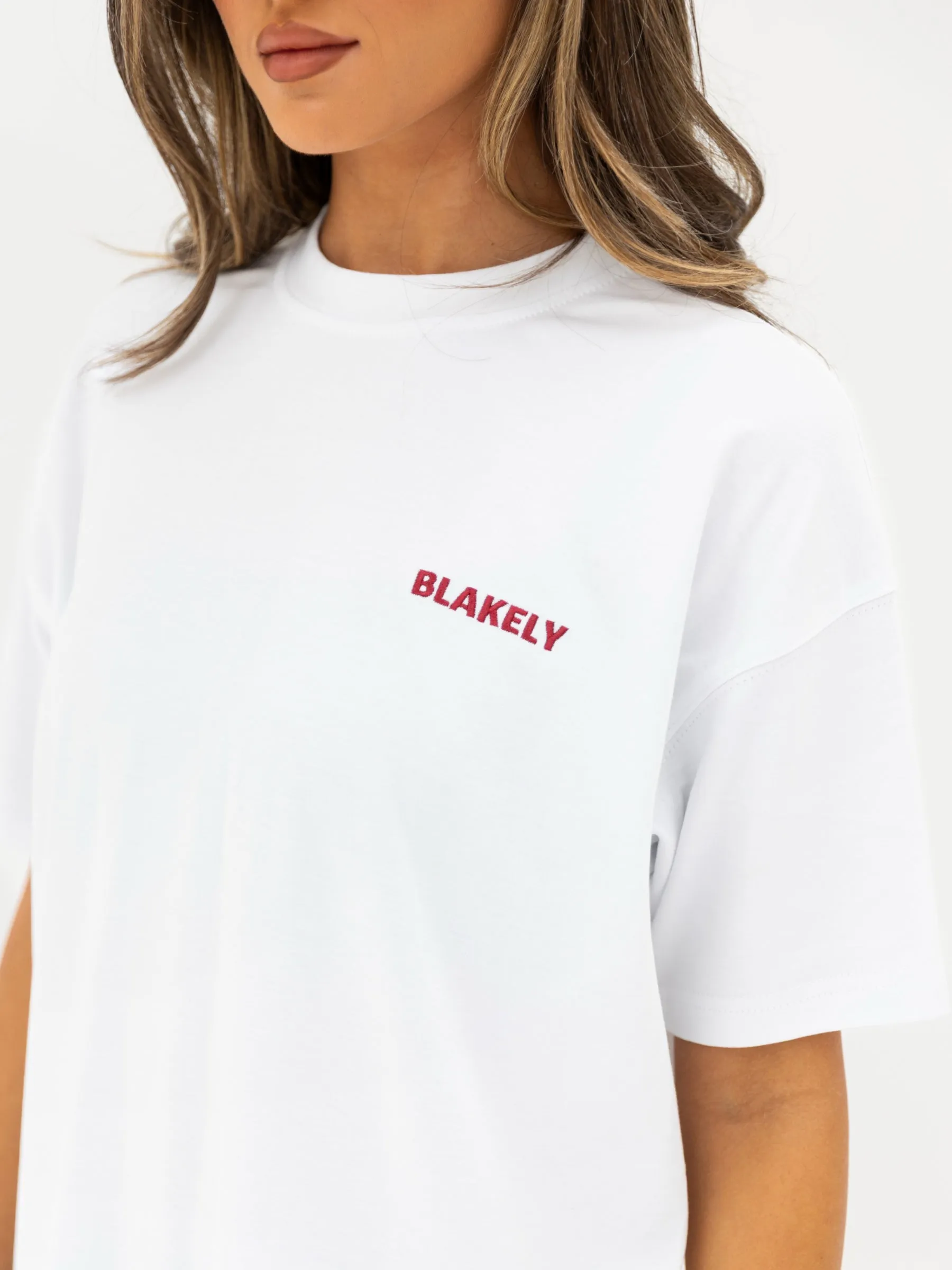 Isla Oversized T-Shirt - White & Classic Red sold by Blakely product image thumbnail 5