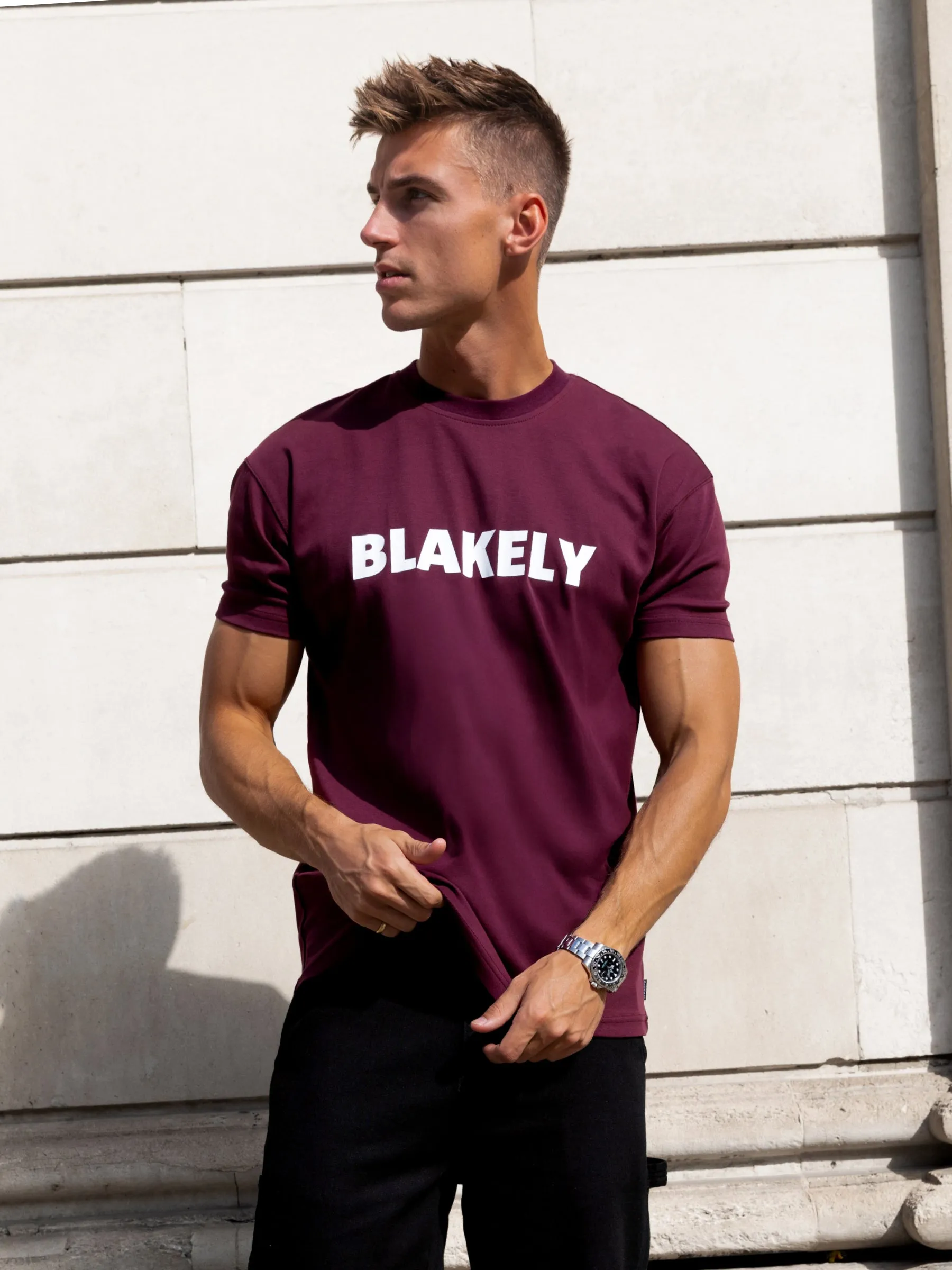 Raife Relaxed T-Shirt - Burgundy sold by Blakely