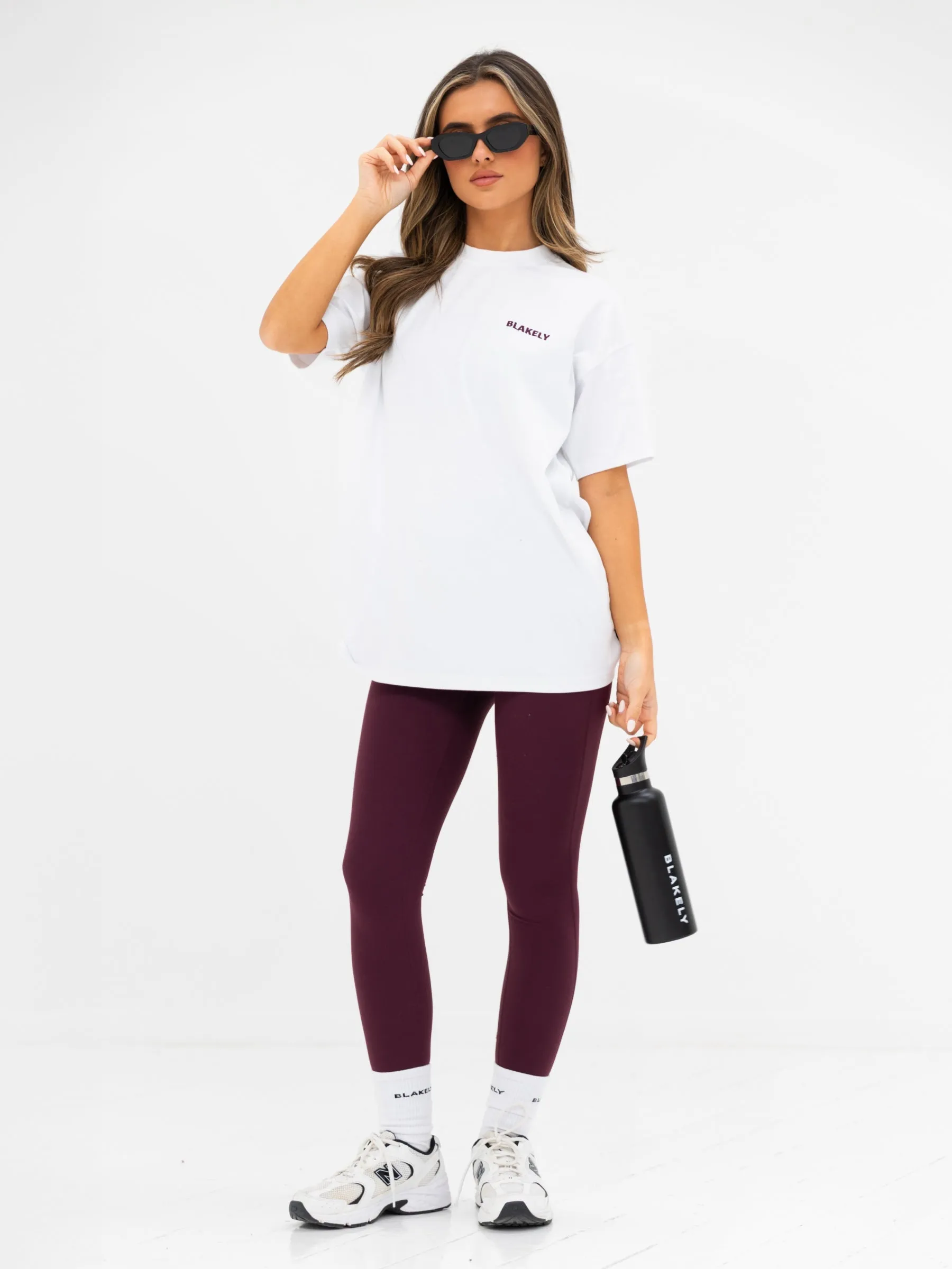 Isla Oversized T-Shirt - White & Dark Cherry sold by Blakely product image thumbnail 3