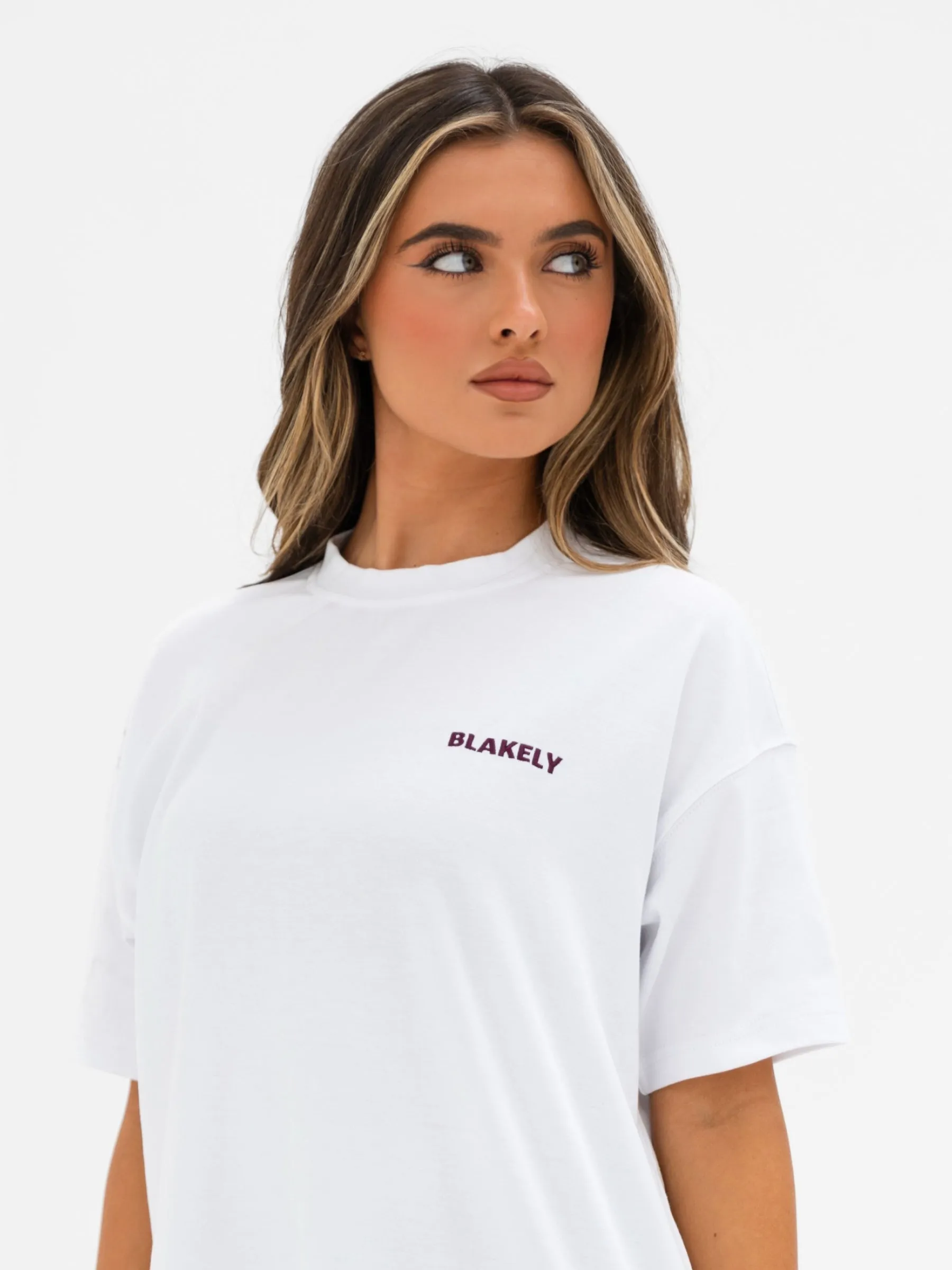 Isla Oversized T-Shirt - White & Dark Cherry sold by Blakely product image thumbnail 5