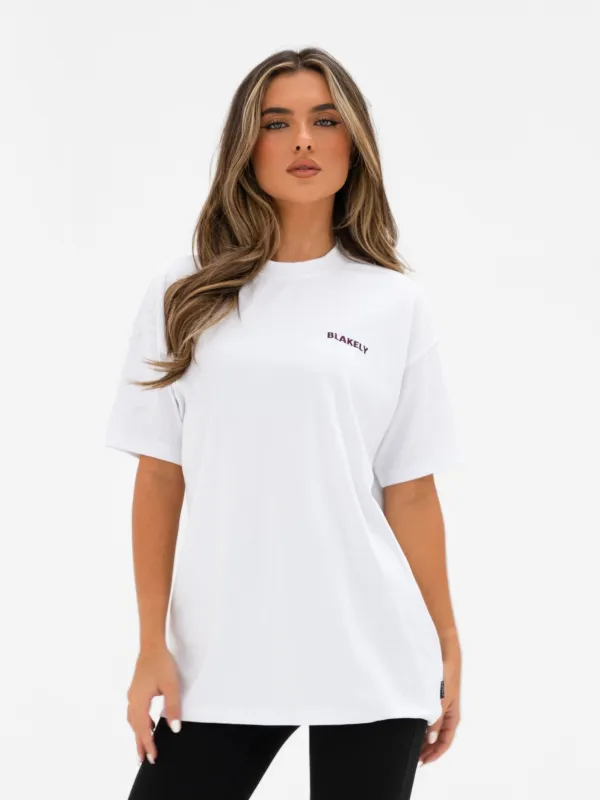 Isla Oversized T-Shirt - White & Dark Cherry sold by Blakely