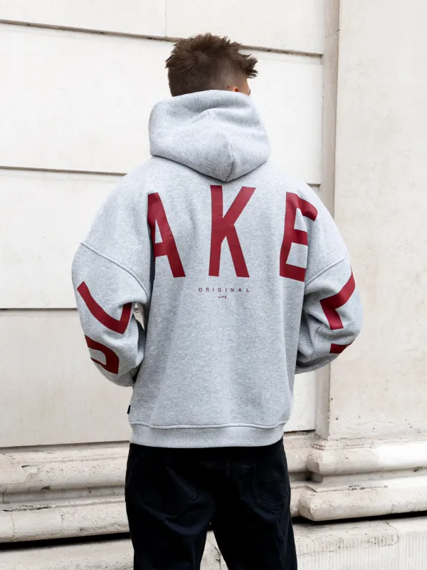 Idris Oversized Hoodie - Marl Grey & Red sold by Blakely