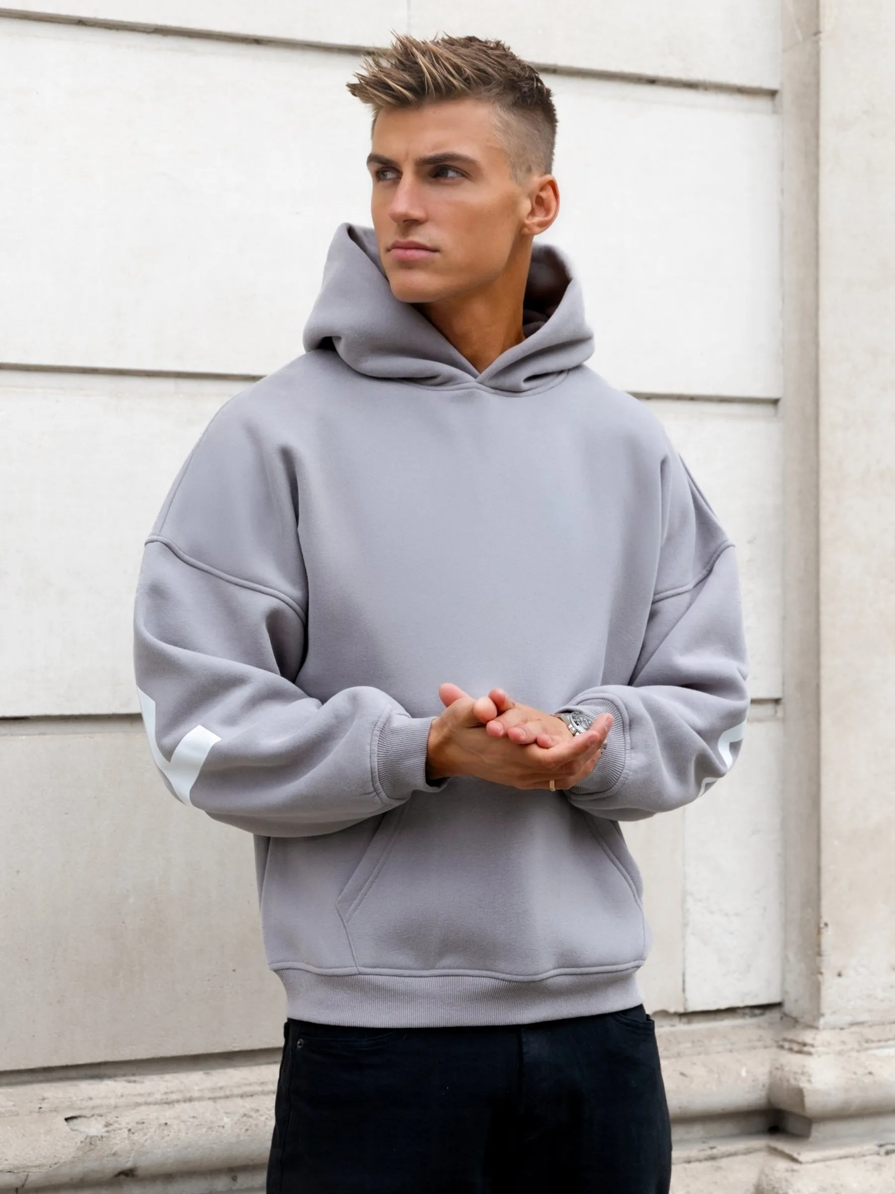 Idris Oversized Hoodie - Mid Grey sold by Blakely product image thumbnail 2