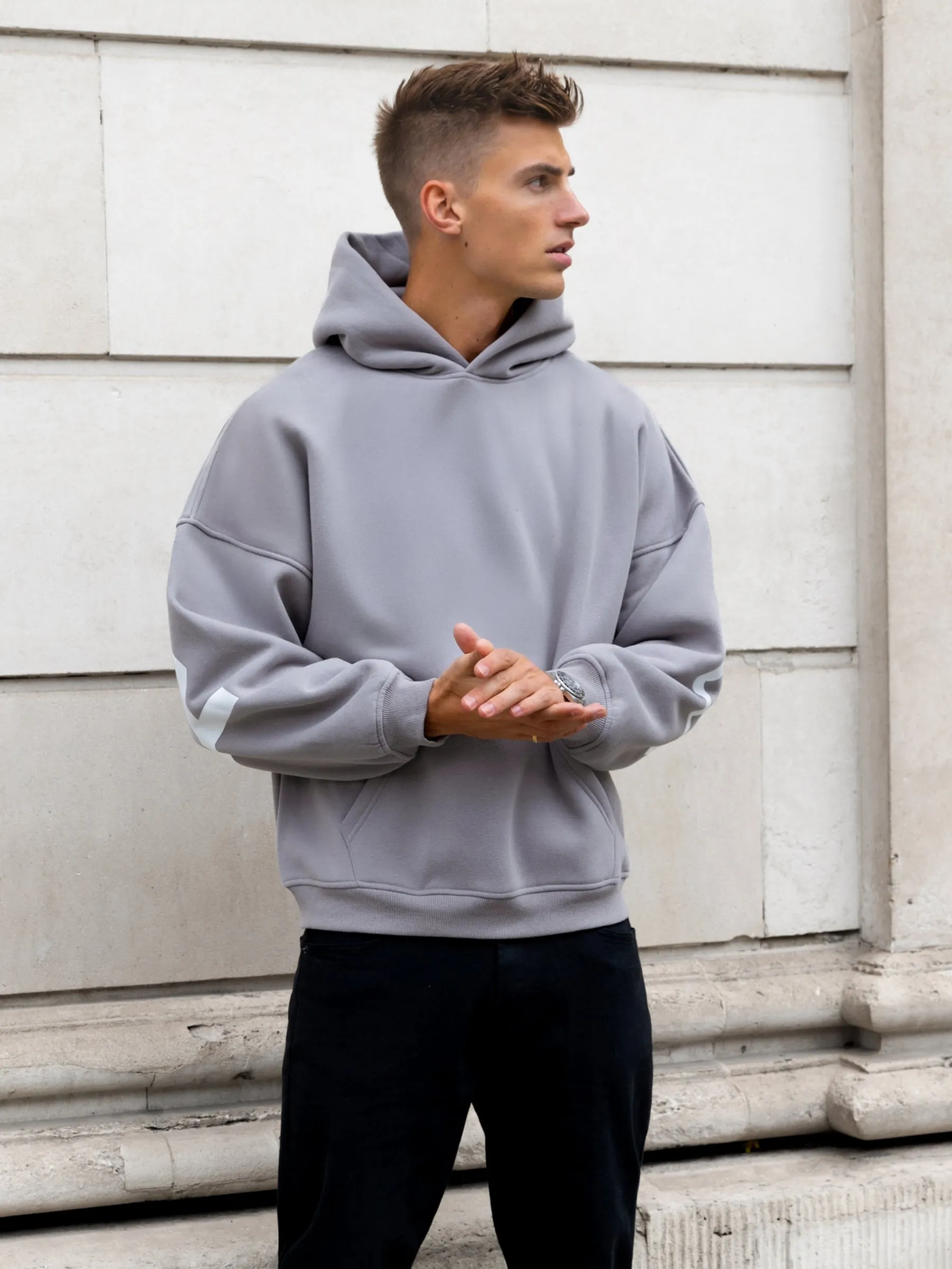 Idris Oversized Hoodie - Mid Grey sold by Blakely product image thumbnail 4