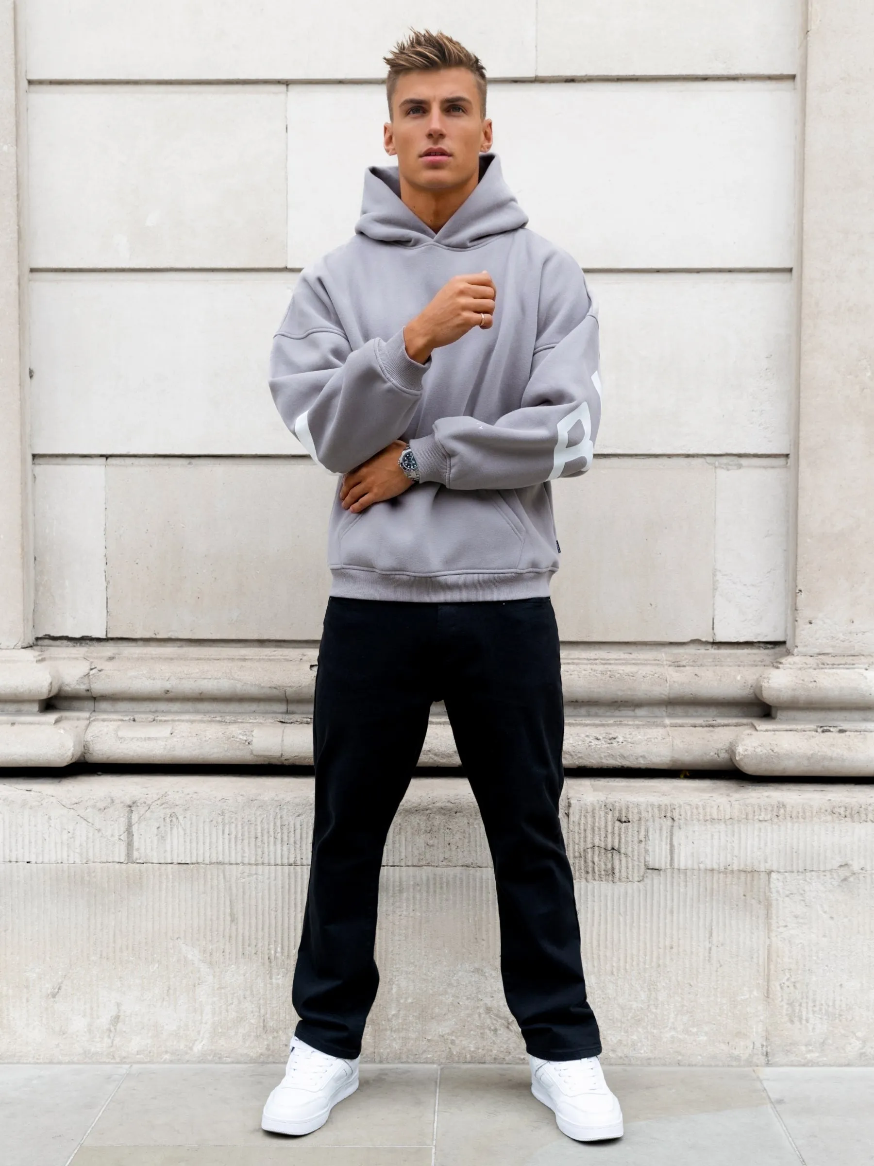 Idris Oversized Hoodie - Mid Grey sold by Blakely product image thumbnail 3