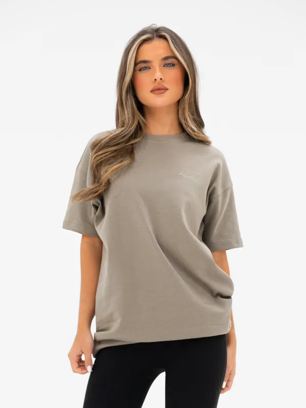 Georgia Oversized Script T-Shirt - Safari Green sold by Blakely