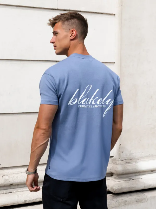 Austin Relaxed T-Shirt - Mid Blue sold by Blakely