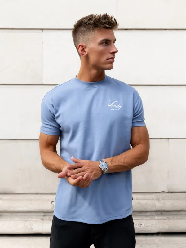 Austin Relaxed Script T-Shirt - Mid Blue sold by Blakely