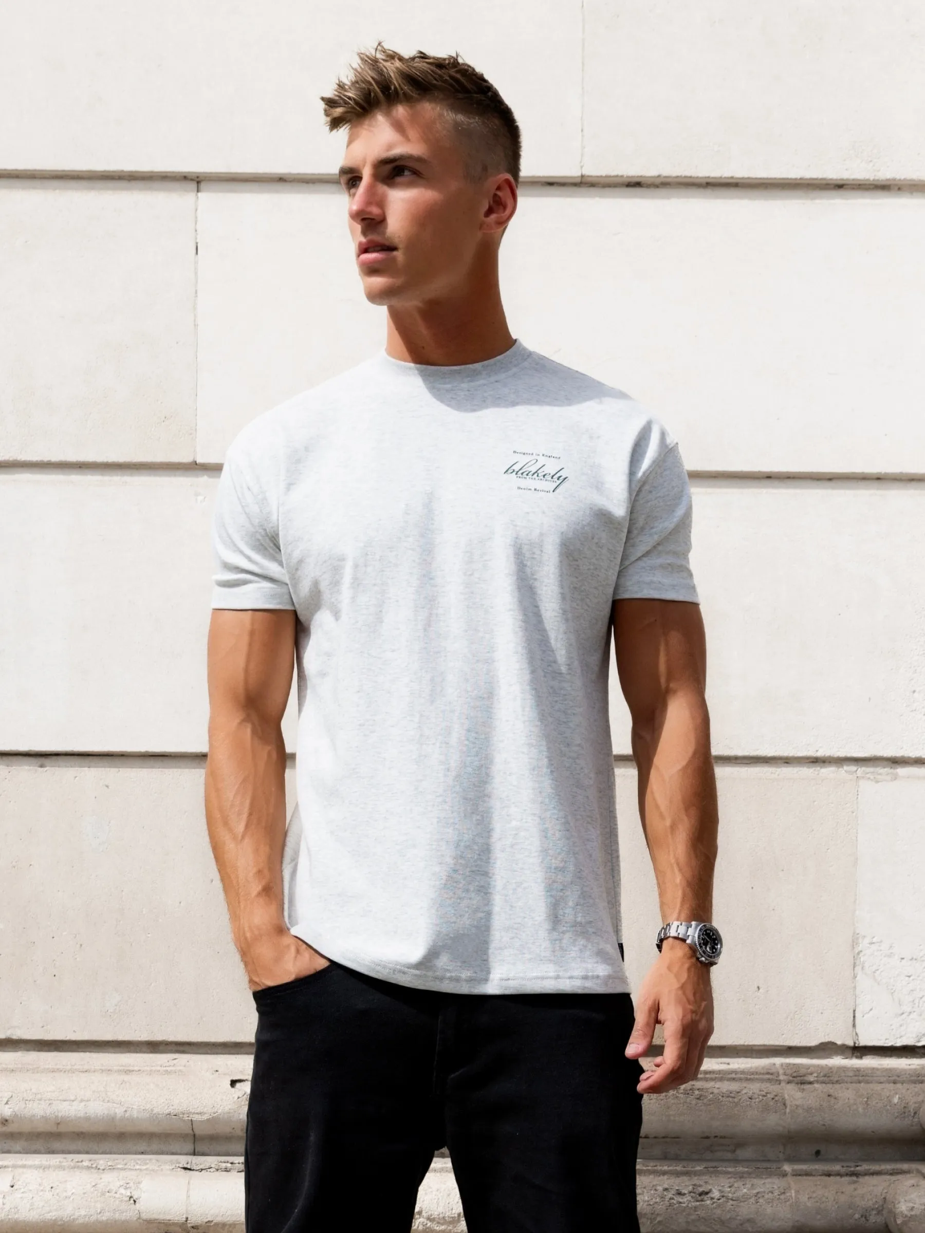 Austin Relaxed Script T-Shirt - Marl White sold by Blakely