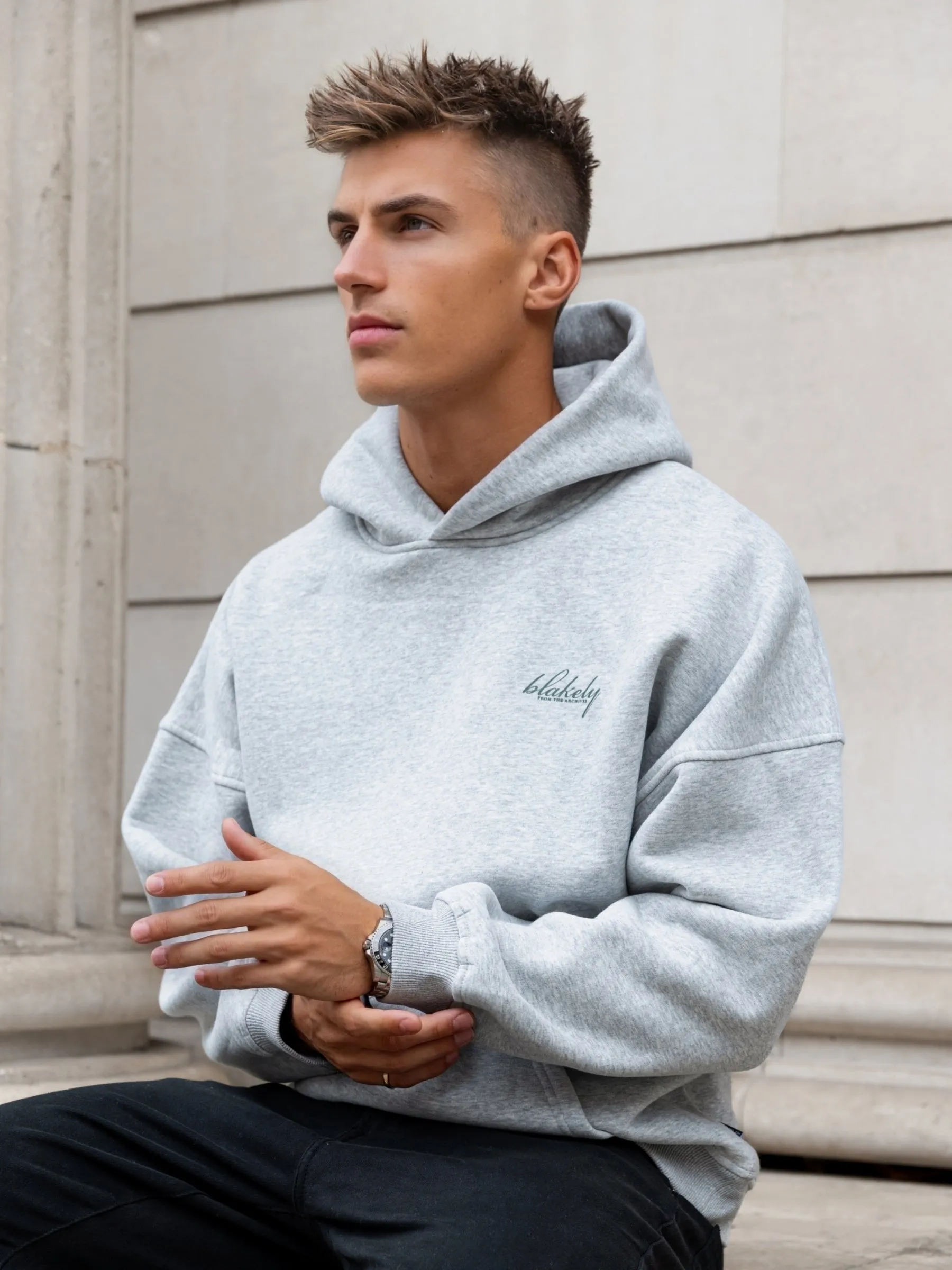 Austin Relaxed Hoodie - Marl Grey sold by Blakely product image thumbnail 5