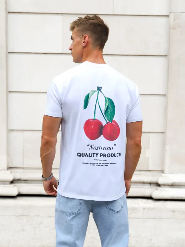 Cherry Print Relaxed T-Shirt - White sold by Blakely