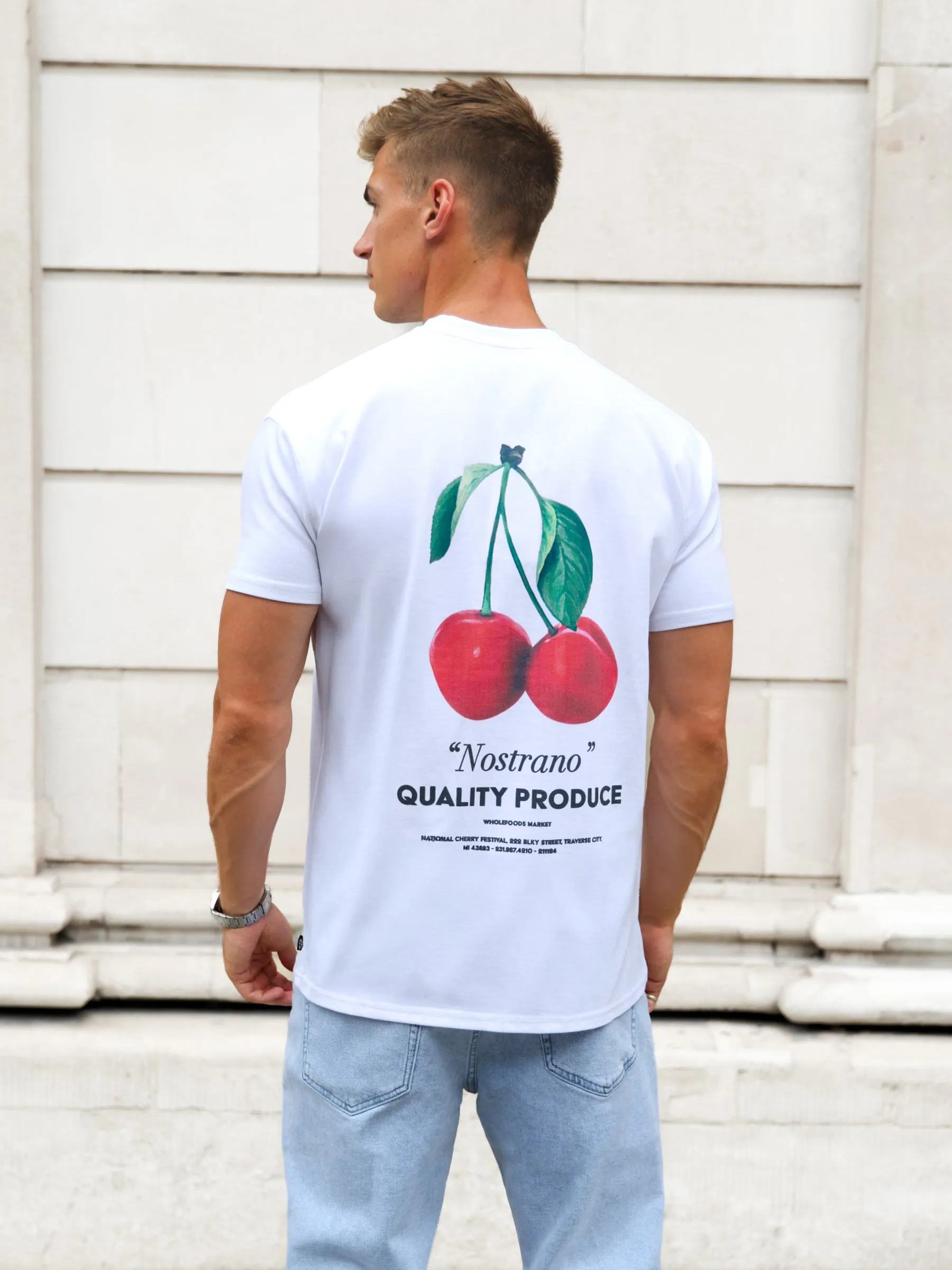 Cherry Print Relaxed T-Shirt - White sold by Blakely