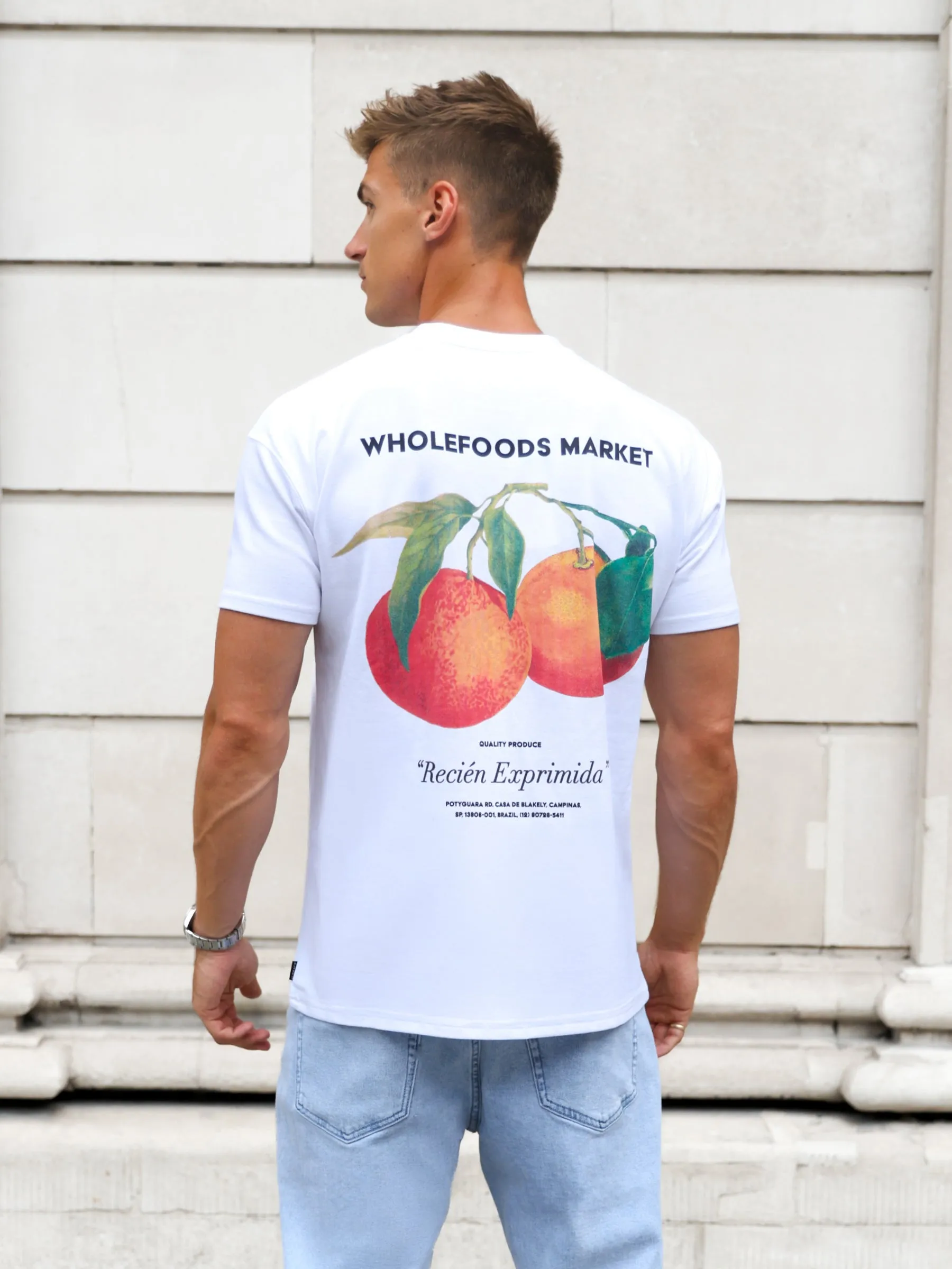 Orange Print Relaxed T-Shirt - White sold by Blakely