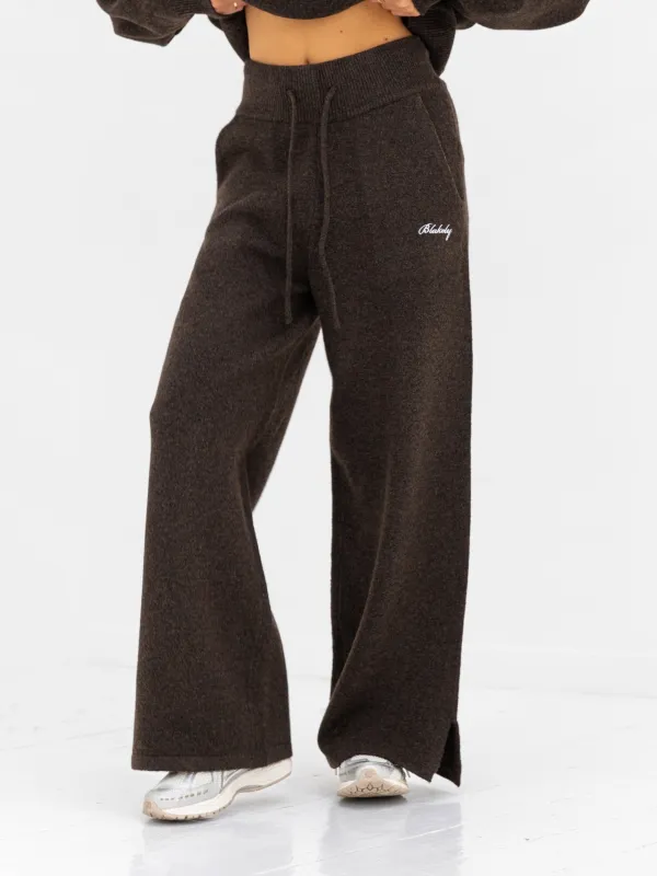 Knitted Wide Leg Sweatpants - Chocolate Brown sold by Blakely