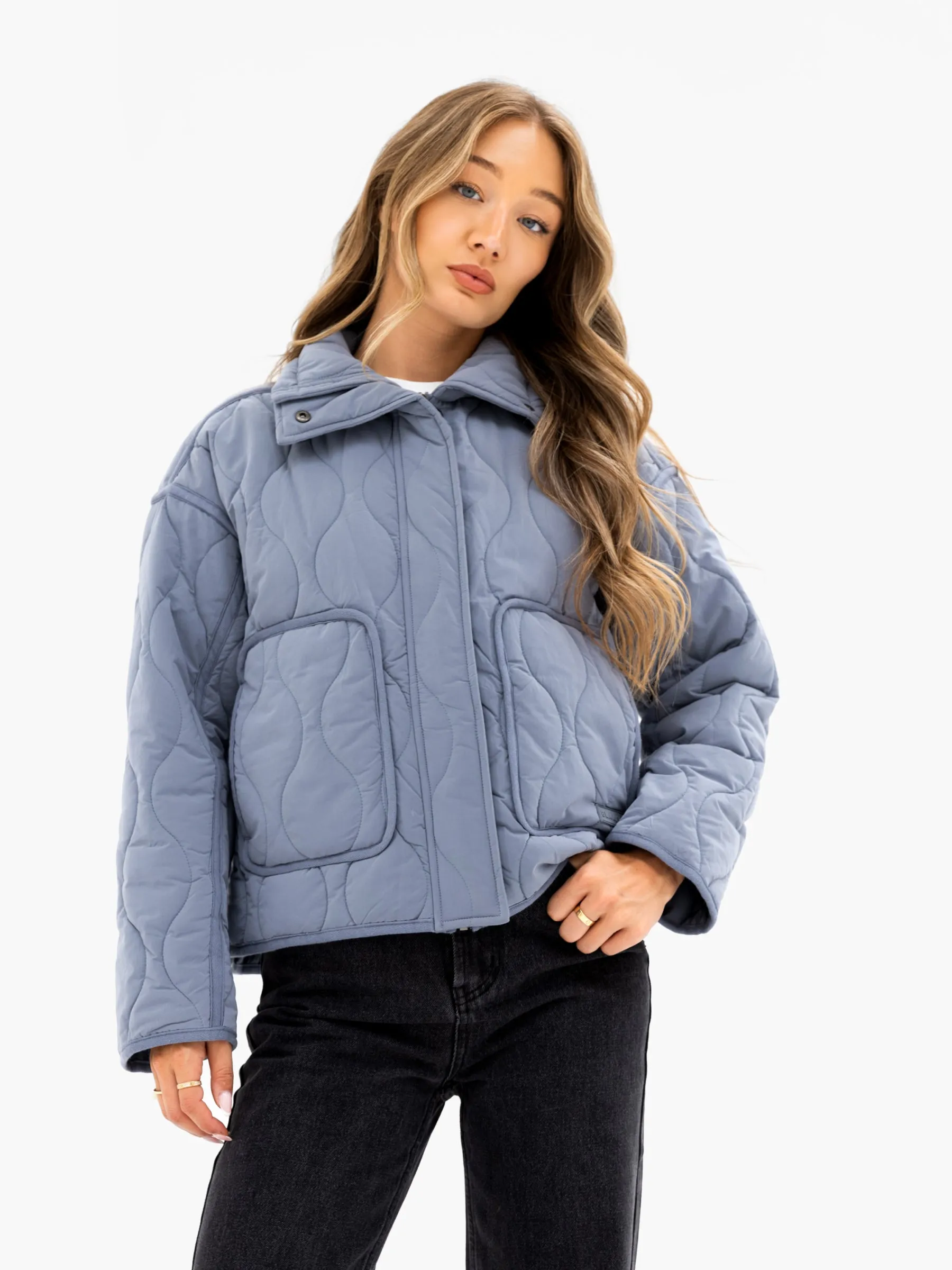 Ariana Quilted Jacket - Dusty Blue sold by Blakely
