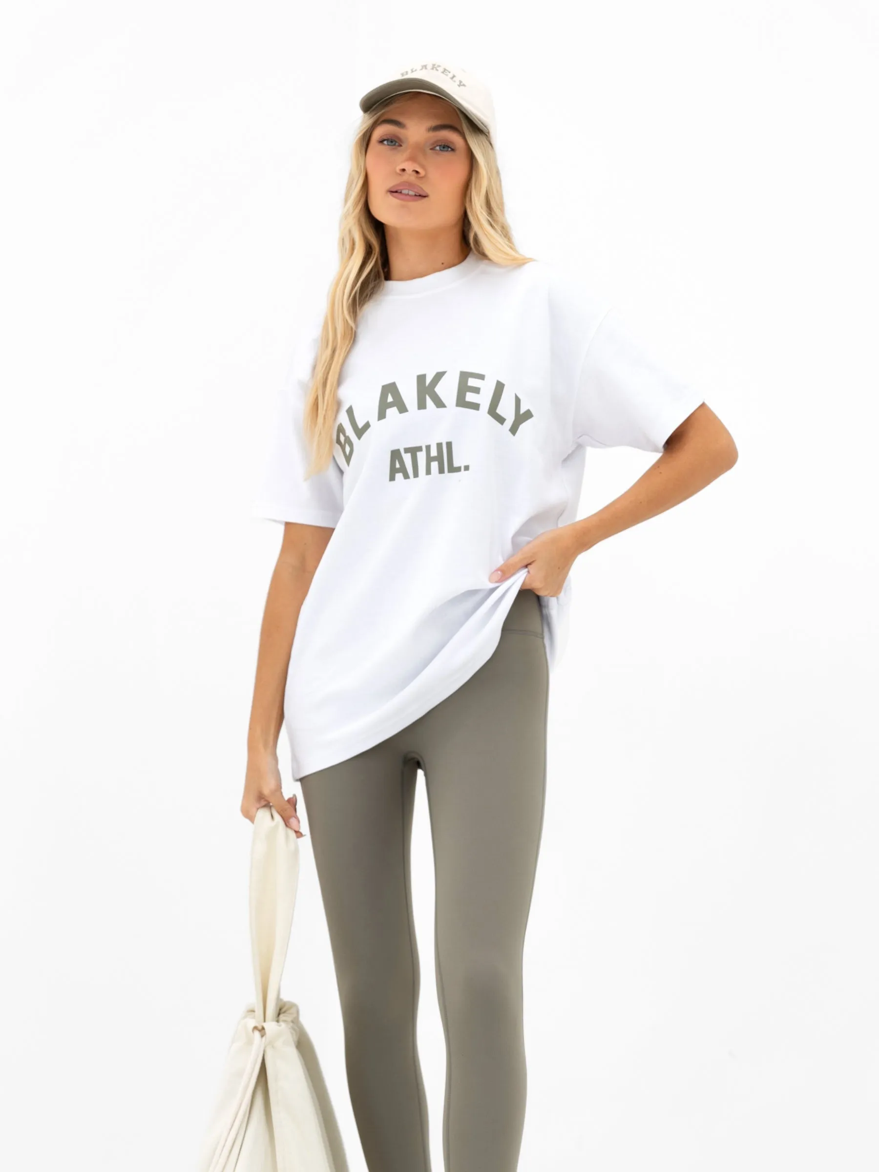 Joah Oversized T-Shirt - White & Safari Green sold by Blakely product image thumbnail 3