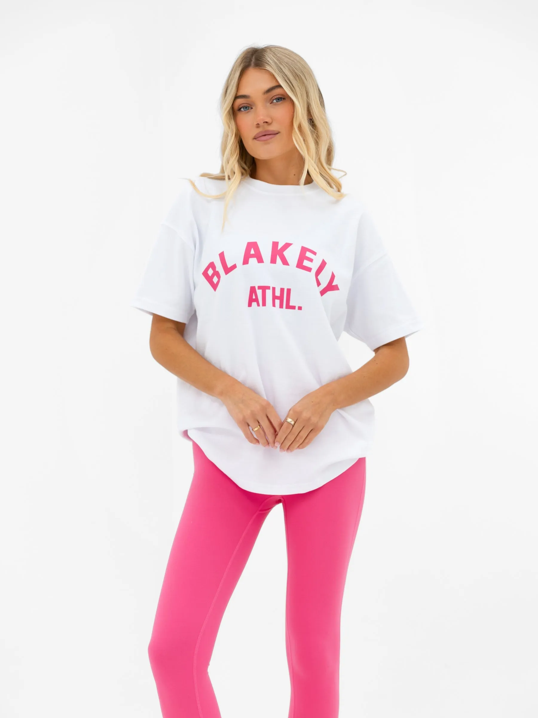 Joah Oversized T-Shirt - White & Bubblegum Pink sold by Blakely product image thumbnail 2