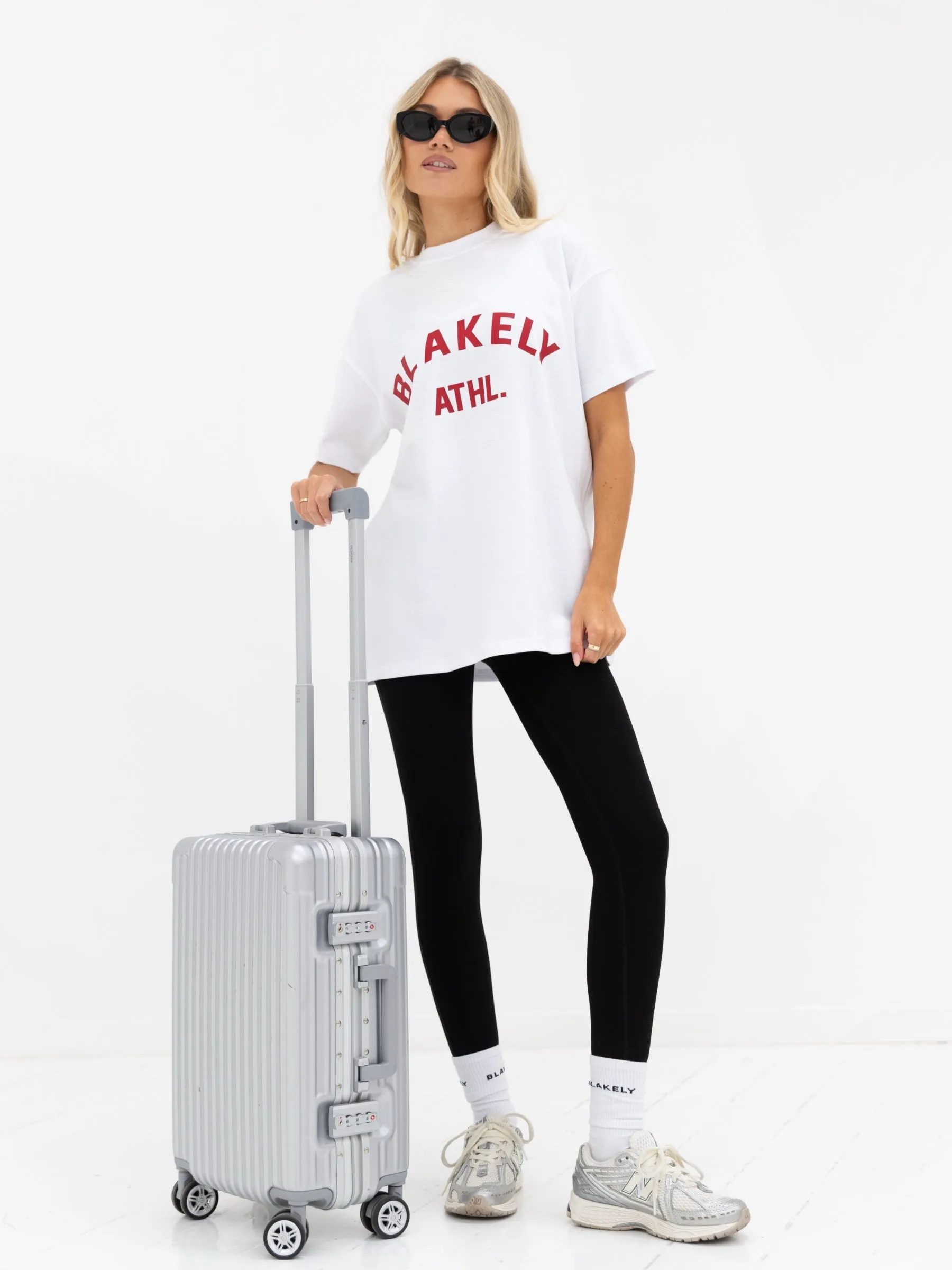 Joah Oversized T-Shirt - White & Cherry Red sold by Blakely product image thumbnail 3