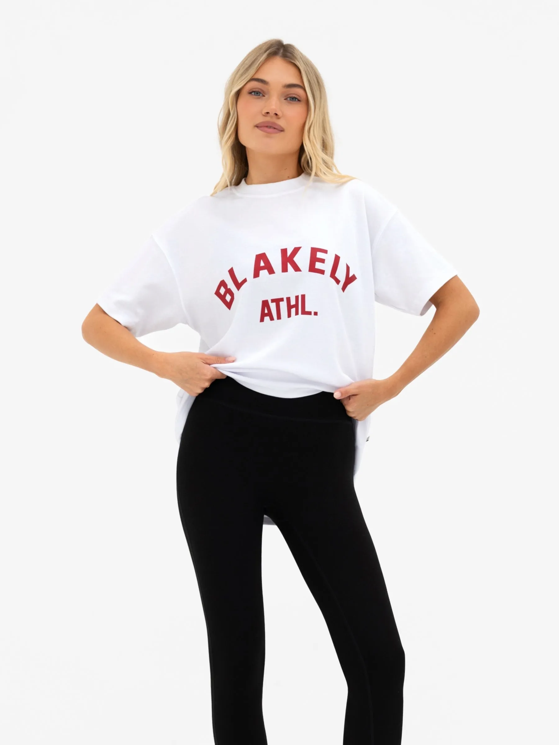 Joah Oversized T-Shirt - White & Cherry Red sold by Blakely product image thumbnail 5